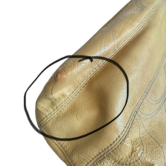 Coach Leather Tote Purse yellow patent Signature Embossed Logo F15142 - Picture 8 of 8